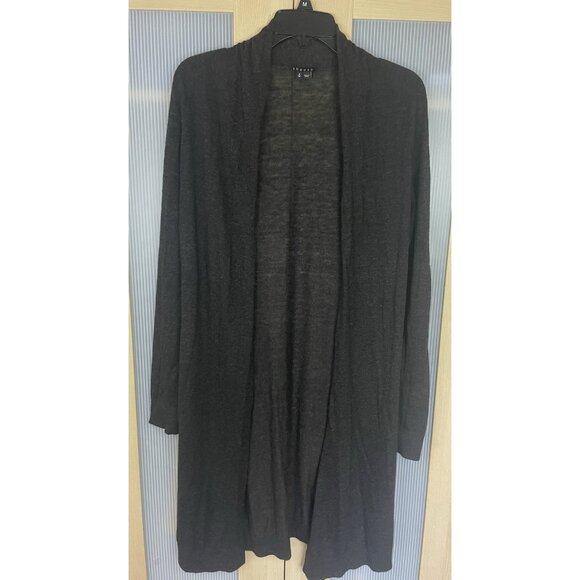 Theory Sweater Women's Sz S Gray Alpaca Merino Wool Cardigan Long Casual Travel - Picture 1 of 4